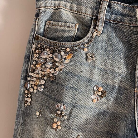 [BLANKNYC] Embellished Girlfriend Crop Jeans | SZ 25 - Picture 11 of 13